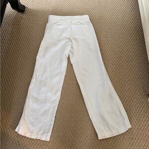 Athleta White Linen Cabo Wide-Leg Pants size 4